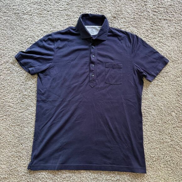 Brunello Cucinelli Other - Brunello Cucinelli Luxury Polo Shirt Navy Blue Pocket Mens Large Cotton